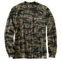 Carhartt Mens 105042 Relaxed Fit Heavyweight Long-Sleeve Camo Logo Graphic T-Shirt - Black Blind Duck Camo Large Tall
