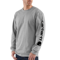 Carhartt | Men's K231 Factory 2nd Long Sleeve Logo T-Shirt | Heather Gray | Large Regular | Original Fit | 100% Cotton | 6.75 Ounce | Dungarees