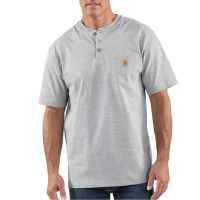 Carhartt | Men's K84 Factory 2nd Short Sleeve Workwear Henley T-Shirt | Heather Gray | 3X-Large Regular | Original Fit | 100% Cotton | 6.75 Ounce | Dungarees
