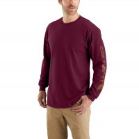 Carhartt | Men's K231 Closeout Long Sleeve Logo T-Shirt | Port | Large Tall | Original Fit | 100% Cotton | 6.75 Ounce | Dungarees