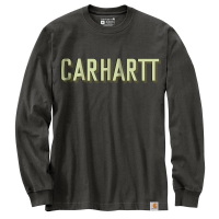 Carhartt Mens 104891 Relaxed Fit Heavyweight Long-Sleeve Block Logo Graphic T-Shirt - Peat 3X-Large Regular