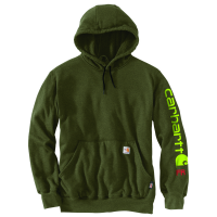 Carhartt Mens 104505 Flame-Resistant Force Midweight Sleeve Logo Hooded Sweatshirt - Basil Heather 2X-Large Tall