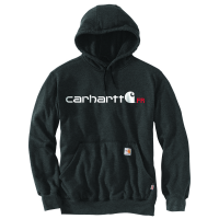 Carhartt Mens 104771 Flame-Resistant Force Midweight Hooded Logo Graphic Sweatshirt - Black Heather Large Regular