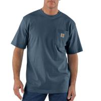 Carhartt | Men's K87 Factory 2nd Short Sleeve Pocket T-Shirt | Bluestone | Large Tall | Original Fit | 100% Cotton | 6.75 Ounce | Dungarees