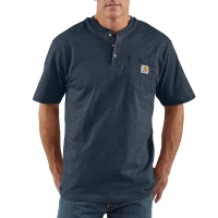 Carhartt | Men's K84 Factory 2nd Short Sleeve Workwear Henley T-Shirt | Dark Cobalt Blue Heather | Medium Regular | Original Fit | 100% Cotton | 6.75 Ounce | Dungarees