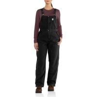 Carhartt  102743 Factory 2nd Women's Weathered Duck Wildwood Bib Overalls - Quilt Lined - Black Large Tall