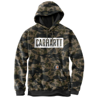 Carhartt Mens 105061 Loose Fit Midweight Hooded Camo Graphic Sweatshirt - Black Blind Duck Camo 2X-Large Tall