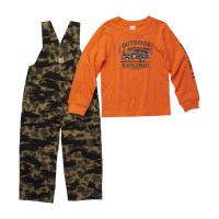 Carhartt  CG8773 Long Sleeve T-Shirt and Canvas Camo Overall Set - Boys - Blind Duck Camo  4 Toddler
