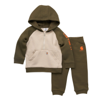 Carhartt  CG8781 Fleece Long Sleeve Half-Zip Sweatshirt and Sweatpant Set - Boys - Ivy Green 12 Months
