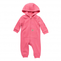 Carhartt  CM9700 Fleece Long Sleeve Zip-Front Hooded Coverall - Girls - Pink Lemonade 12 Months