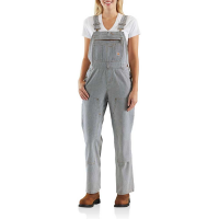 Carhartt | Women's 103042 Factory 2nd Brewster Striped Bib Overalls | Railroad Stripe | Large Regular | 9 Ounce | Double Front | Multiple Utility Pockets | Dungarees