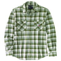 Carhartt Mens 104914 Relaxed Fit Midweight Long Sleeve Snap Front Plaid Shirt - Basil 2X-Large Tall