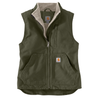 Carhartt  104224 Factory 2nd Women's Washed Duck Mock Neck Vest - Sherpa Lined - Basil 2X-Large Regular