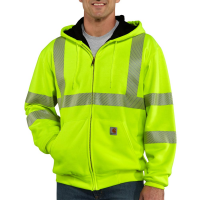 Carhartt Mens 100504 Factory 2nd Class 3 High-Visibility Thermal Lined Zip-Front Sweatshirt - Bright Lime 3X-Large Tall