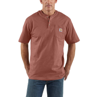 Carhartt | Men's K84 Closeout Short Sleeve Workwear Henley T-Shirt | Auburn Heather | Large Tall | Original Fit | 100% Cotton | 6.75 Ounce | Dungarees