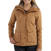 Carhartt  102247 Factory 2nd Women's Weathered Duck Wesley Coat - Fleece Lined - Carhartt Brown Small Regular