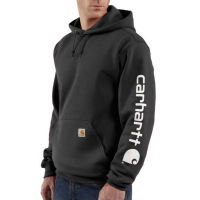 Carhartt Mens K288 Factory 2nd Midweight Logo Sleeve Hooded Sweatshirt - Black 4X-Large Tall