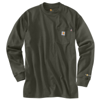 Carhartt Mens 100235 Flame-Resistant Force Long Sleeve Cotton T-Shirt - Olive Small Regular