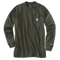 Carhartt Mens 100235 Flame-Resistant Force Long Sleeve Cotton T-Shirt - Olive Large Tall