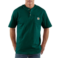 Carhartt | Men's K84 Closeout Short Sleeve Workwear Henley T-Shirt | Hunter Green | 2X-Large Tall | Original Fit | 100% Cotton | 6.75 Ounce | Dungarees