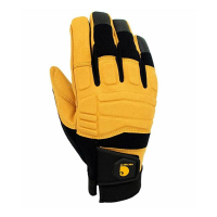Carhartt Mens GD0778M Synthetic Leather High Dexterity Molded Knuckle Secure Cuff Glove - Black / Barley Medium