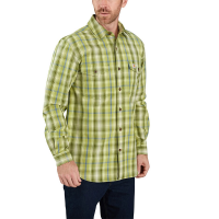 Carhartt Mens 104446 Closeout Relaxed Fit Long Sleeve Plaid Shirt - Pasture Green Medium Regular