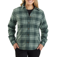 Carhartt  104518 Closeout Women's Rugged Flex Flannel Fleece-Lined Shirt - Fog Green Medium Regular