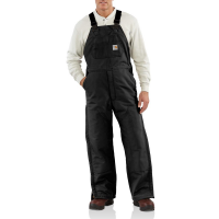 Carhartt Mens 101626 Flame-Resistant Duck Bib Overall - Quilt Lined - Black 30W x 30L