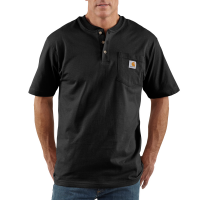 Carhartt | Men's K84 Factory 2nd Short Sleeve Workwear Henley T-Shirt | Black | X-Large Tall | Original Fit | 100% Cotton | 6.75 Ounce | Dungarees