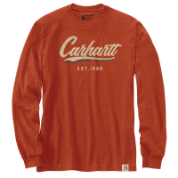 Carhartt Mens 104890 Factory 2nd Loose Fit Heavyweight Long-Sleeve Hand-Painted Graphic T-Shirt - Jasper Heather X-Large Tall