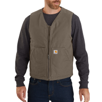 Carhartt Mens 104394 Factory 2nd Washed Duck Vest - Sherpa Lined - Driftwood Small Regular