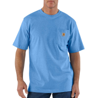 Carhartt | Men's K87 Short Sleeve Pocket T-Shirt | Blue Lagoon Heather | 4X-Large Tall | Original Fit | 100% Cotton | 6.75 Ounce | Dungarees