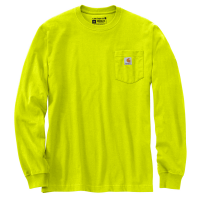 Carhartt | Men's K126 Long Sleeve Crewneck T-Shirt | Bright Lime | 4X-Large Regular | Original Fit | 100% Cotton | 6.75 Ounce | Pocket On Chest | Dungarees