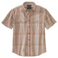 Carhartt Mens 105175 Loose Fit Midweight Short-Sleeve Plaid Shirt - Warm Taupe Large Tall