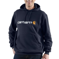 Carhartt Mens 100074 Factory 2nd Midweight Signature Logo Hooded Sweatshirt - New Navy Large Regular