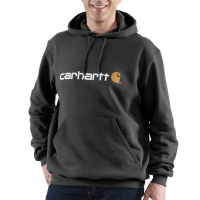 Carhartt Mens 100074 Factory 2nd Midweight Signature Logo Hooded Sweatshirt - Carbon Heather Medium Regular
