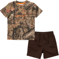 Carhartt  CG8799 Short-Sleeve Camo T-Shirt & Canvas Shorts Set - Boys - Mustang Brown 12 Months