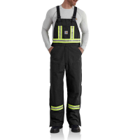 Carhartt Mens 101703 Closeout Flame-Resistant Striped Duck Bib Overall - Unlined - Black 54W x 32L