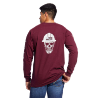 Ariat Mens 10026435 Flame-Resistant Roughneck Skull Logo Crew - Malbec Large Tall