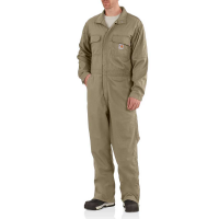 Carhartt Mens 102150 Closeout Flame-Resistant Deluxe Coverall  - Khaki Small Regular