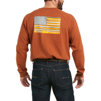 Ariat Men's 10037701 Rebar CottonStrong Brand Flag T-Shirt   - Copper X-Large Regular