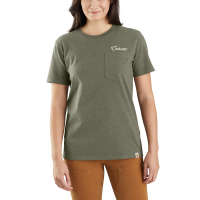 Carhartt  105401 Loose Fit Heavyweight Short Sleeve Script Graphic T-Shirt - Basil Heather Large Regular