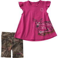 Carhartt  CG9785 Short-Sleeve Deer Shirt & Legging Shorts Set - Girls - Mossy Oak 9 Months
