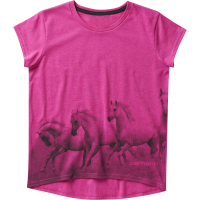 Carhartt  CA9860 Short-Sleeve Crewneck Running Horse T-Shirt - Girls - Raspberry Rose Heather 2 Toddler