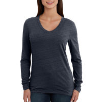 Carhartt  102761 Women's Lockhart Long Sleeve V-Neck T-Shirt - Navy Nep X-Small Regular