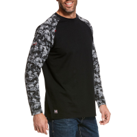 Ariat Mens 10027893 Flame-Resistant Baseball Tee - Black Digi Camo Large Regular