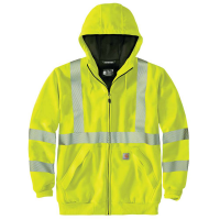 Carhartt Mens 104988 High-Visibility Loose Fit Midweight Thermal-Lined Full-Zip Class 3 Sweatshirt  - Bright Lime Small Regular
