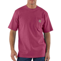 Carhartt | Men's K87 Factory 2nd Short Sleeve Pocket T-Shirt | Beet Red Heather | Small Regular | Original Fit | 100% Cotton | 6.75 Ounce | Dungarees
