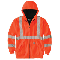 Carhartt Mens 104988 High-Visibility Loose Fit Midweight Thermal-Lined Full-Zip Class 3 Sweatshirt  - Bright Orange 2X-Large Tall