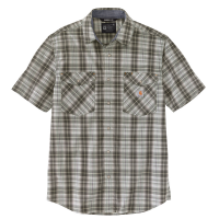 Carhartt Mens 105198 Relaxed Fit Lightweight Snap Front Short Sleeve Plaid Shirt - Elm Small Regular